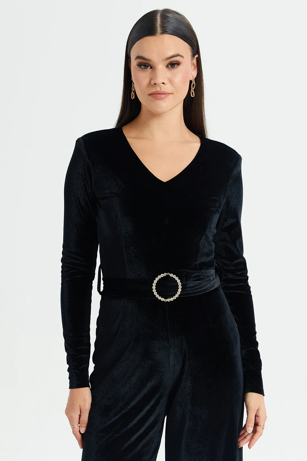 Women Black Velvet Jumpsuit sold by Redtag product image thumbnail 2