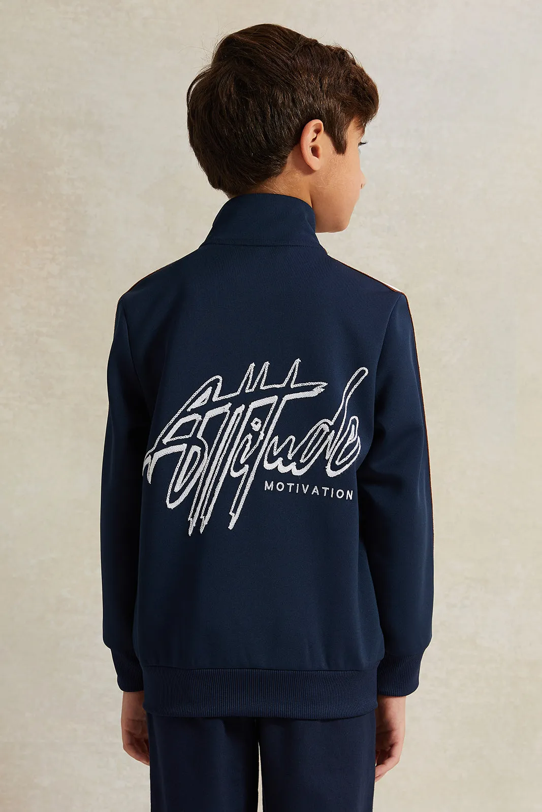 Boys Navy High-Neck Sweatshirt sold by Redtag product image thumbnail 3