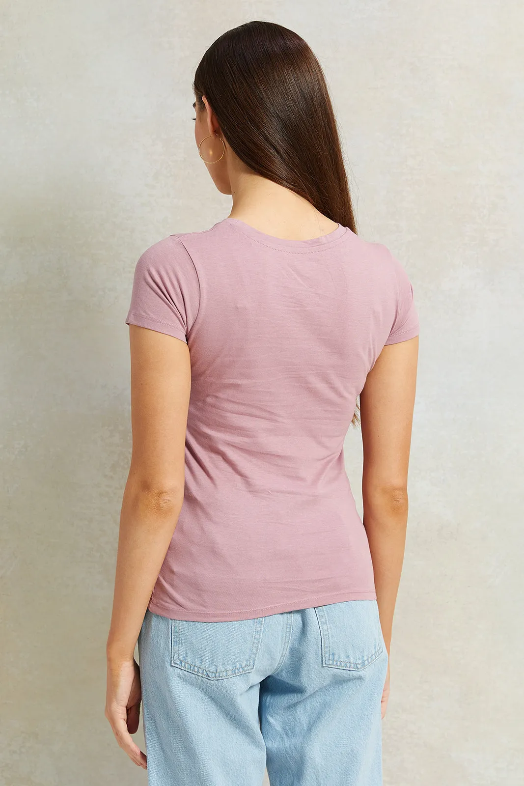 Women Pink Foil Print T-Shirt sold by Redtag product image thumbnail 3