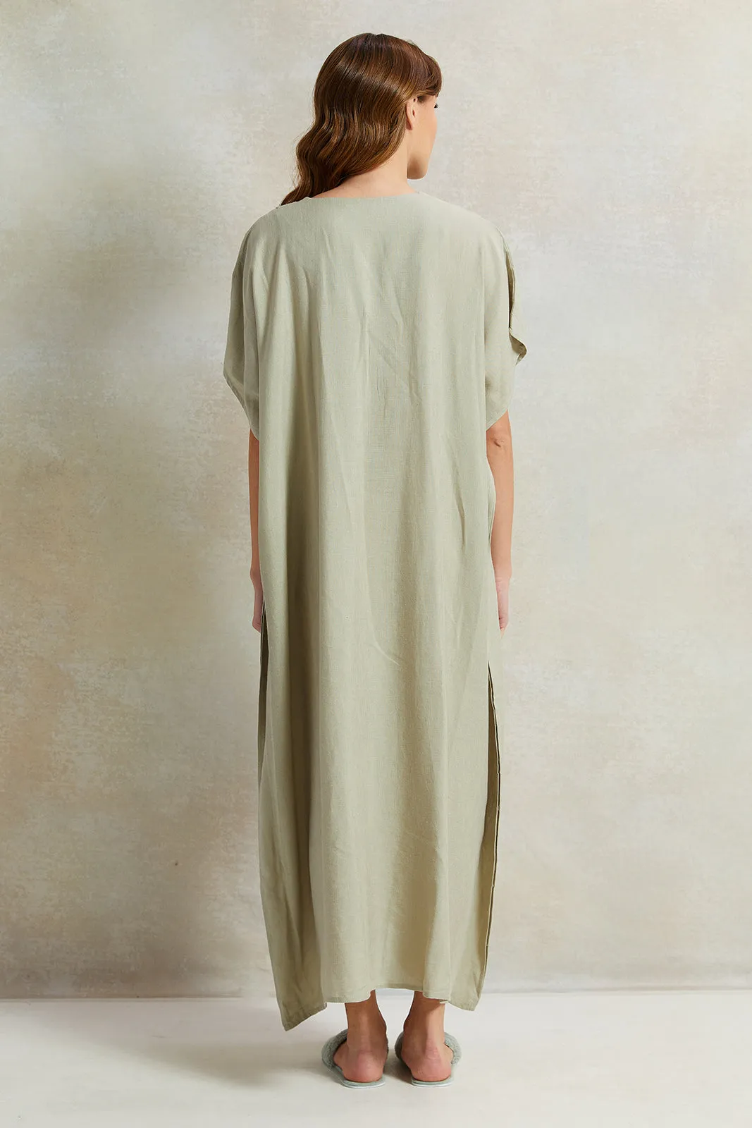 Women Green Embroidery Kaftan Nightgown sold by Redtag product image thumbnail 3