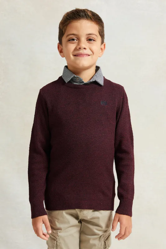 Boys Red Solid Sweater sold by Redtag