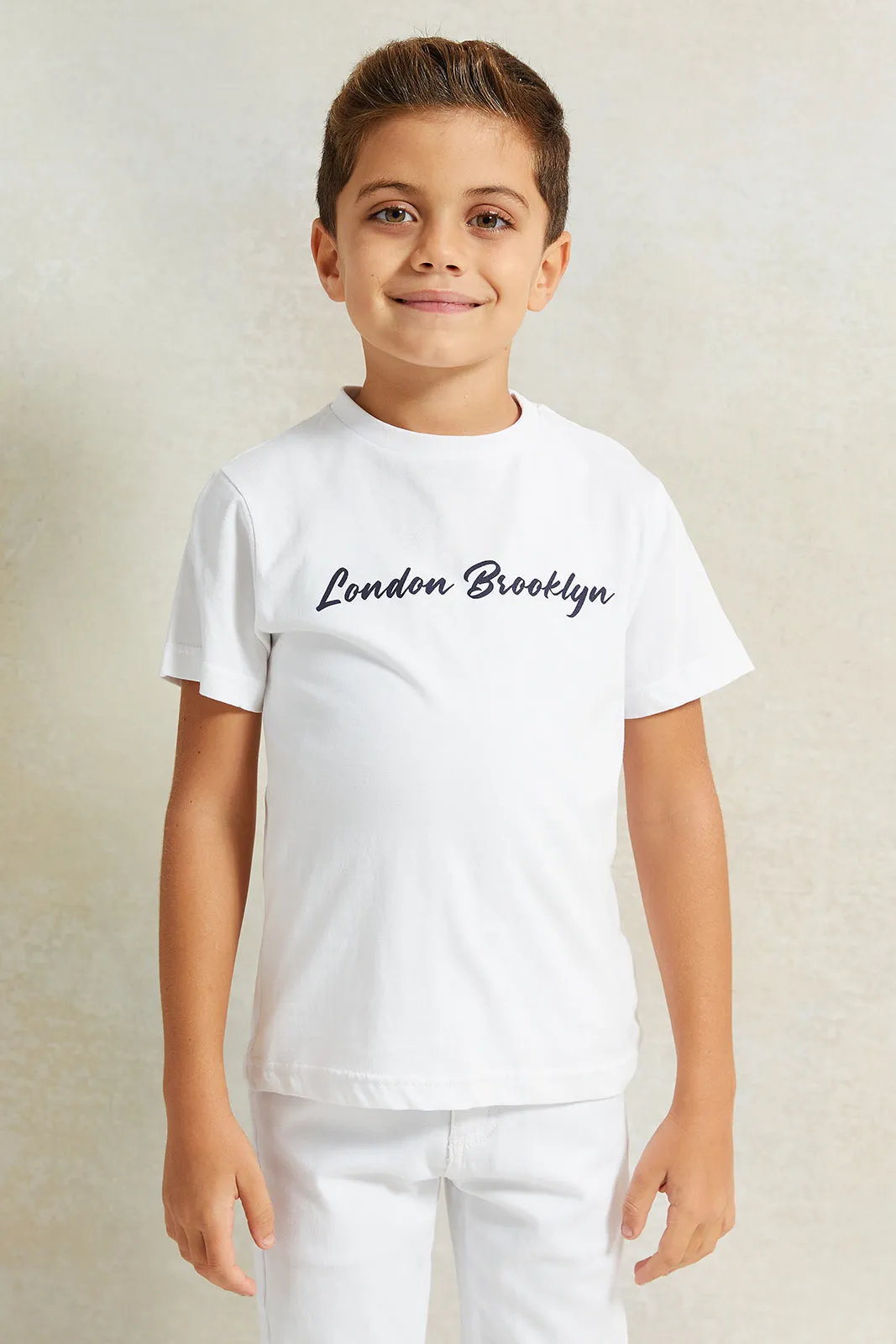 Boys Blue And White Long Sleeve Mandarin Collar Shirt With T-Shirt Set sold by Redtag product image thumbnail 3