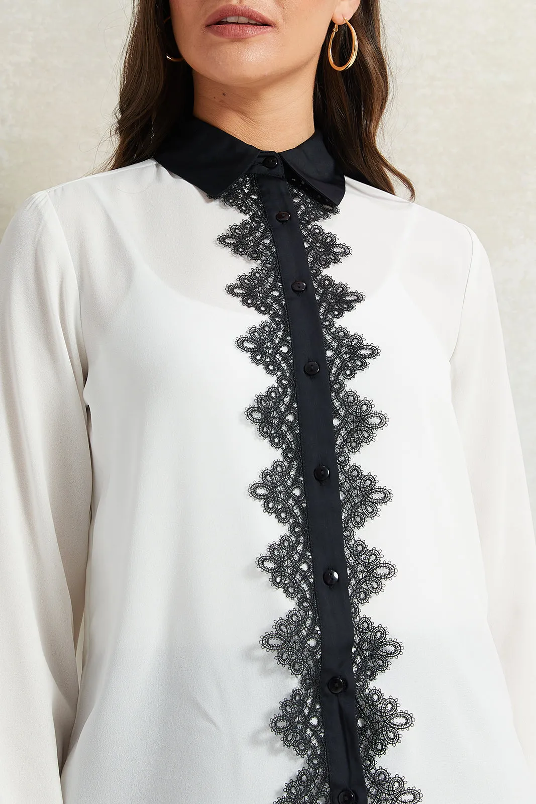 Women White Embellished Collared Blouse sold by Redtag product image thumbnail 4