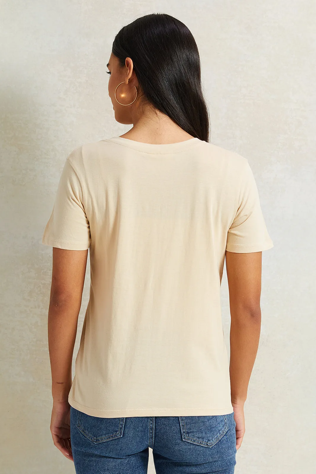 Women Beige Van Gogh Printed T-Shirt sold by Redtag product image thumbnail 3