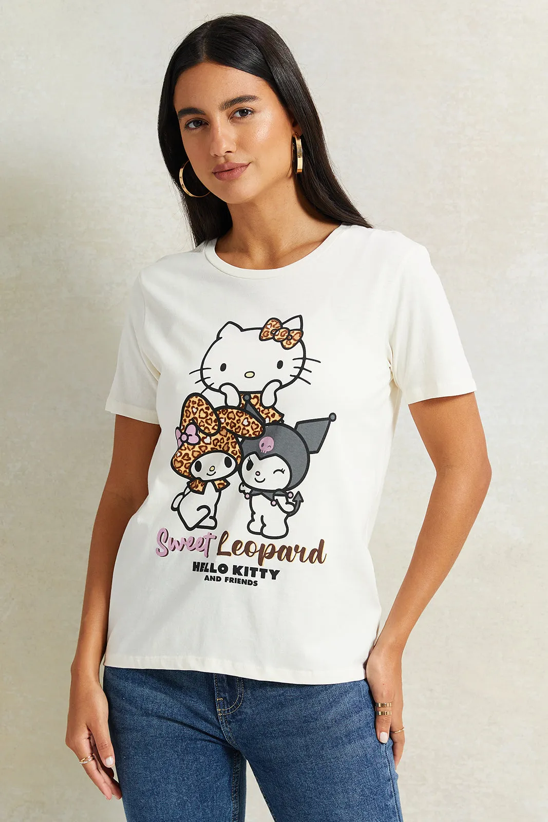Women Ivory Hello Kitty Printed T-Shirt sold by Redtag