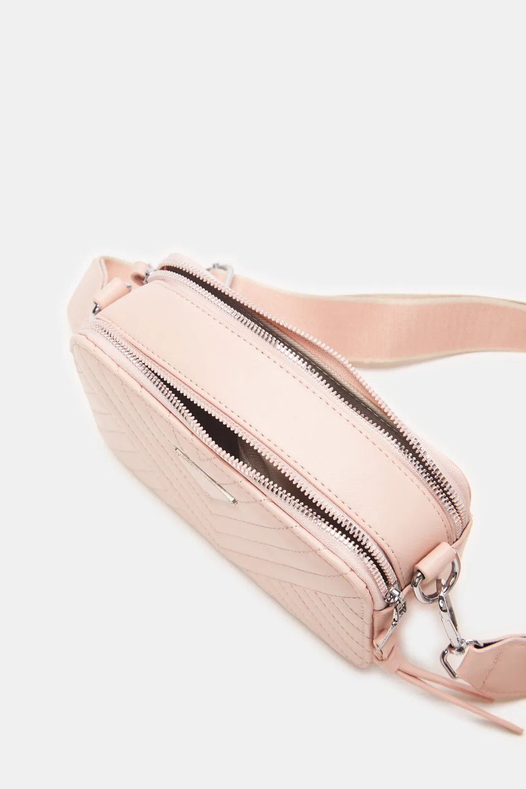 Women Pink Textured Cross Body Bag sold by Redtag product image thumbnail 4