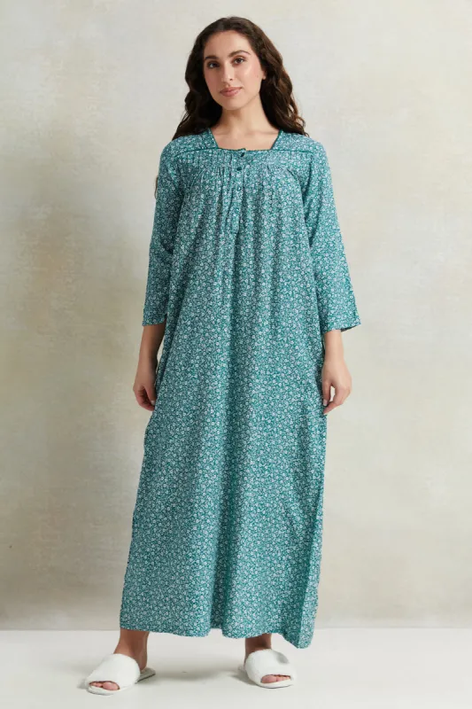 Women Green Printed Nightgown sold by Redtag