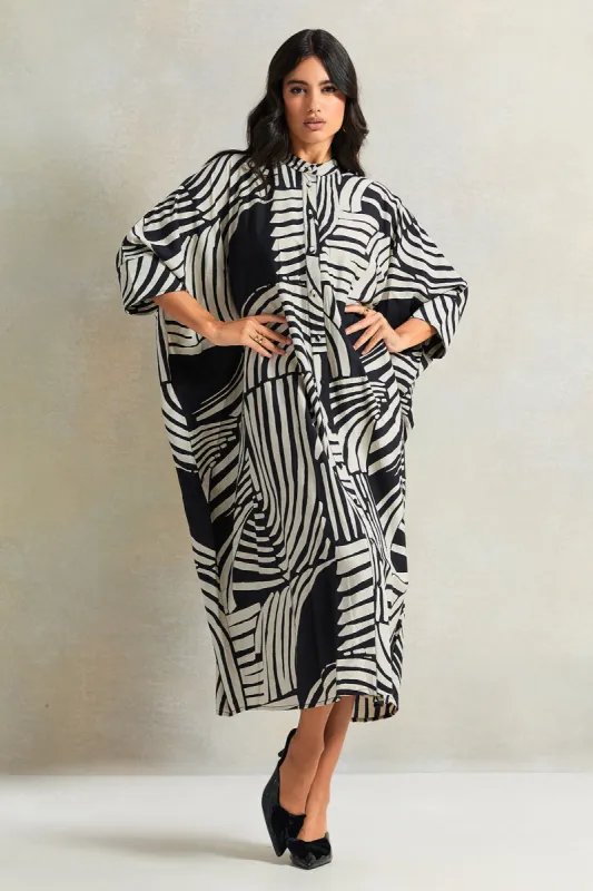 Women Multicolour Long Sleeve Kaftan Printed Dress sold by Redtag