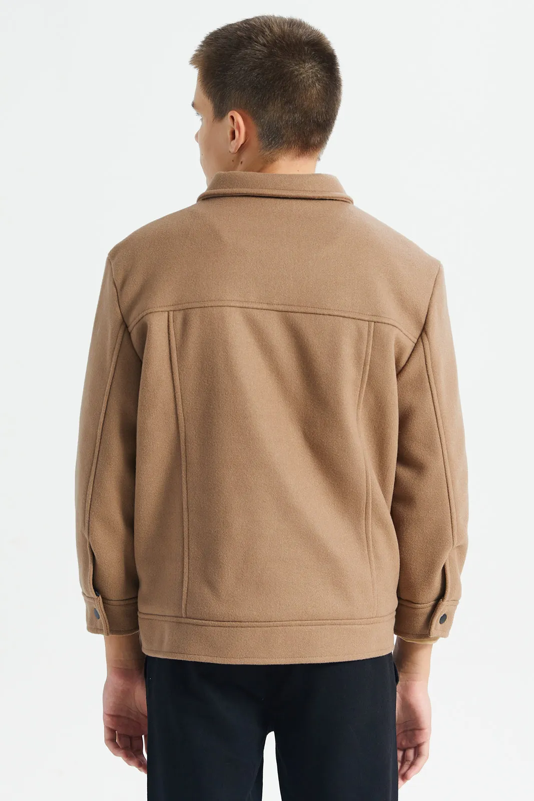 Senior Boys Brown Two Pocket Buttoned Padded Jacket sold by Redtag product image thumbnail 3