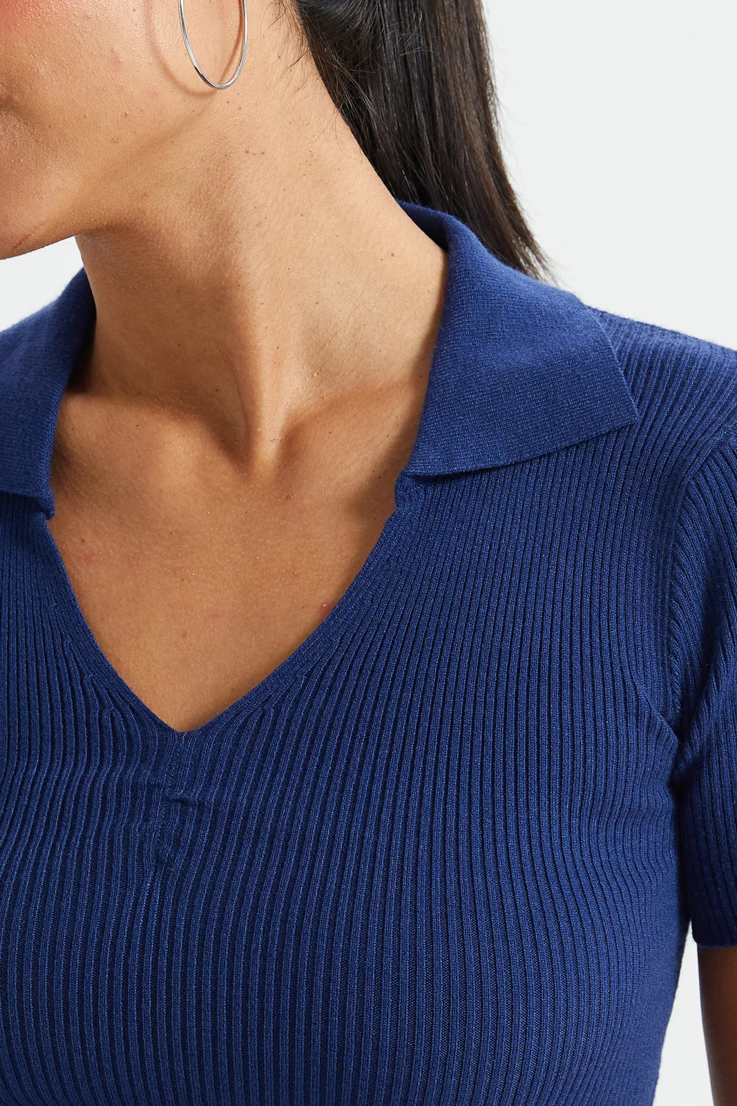 Women Blue Short-Sleeved Sweater Polo sold by Redtag product image thumbnail 4