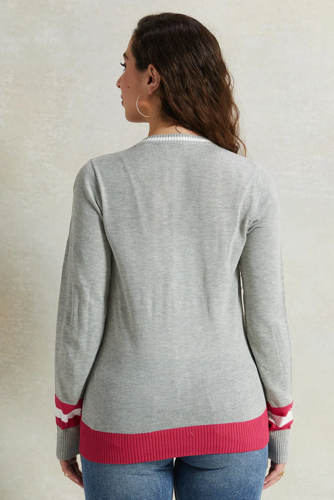 Women Grey Long Sleeved Sweater sold by Redtag product image thumbnail 3