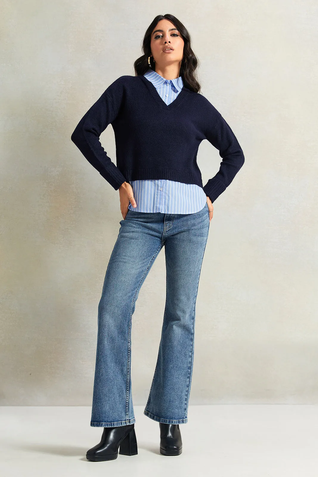 Women Navy With Blue Striped Twofer sold by Redtag product image thumbnail 2