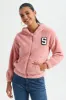 Women Pink Fleece Zip Through Hooded Sweatshirt sold by Redtag