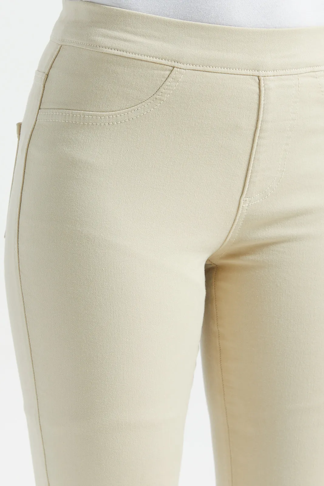 Women Beige Solid Knit Jegging sold by Redtag product image thumbnail 4