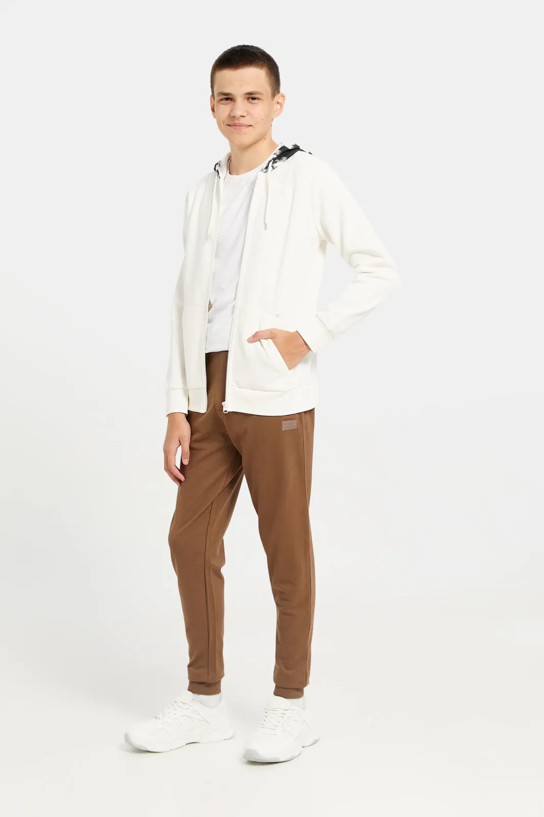 Senior Boys Ivory Hooded Sweatshirt sold by Redtag product image thumbnail 2