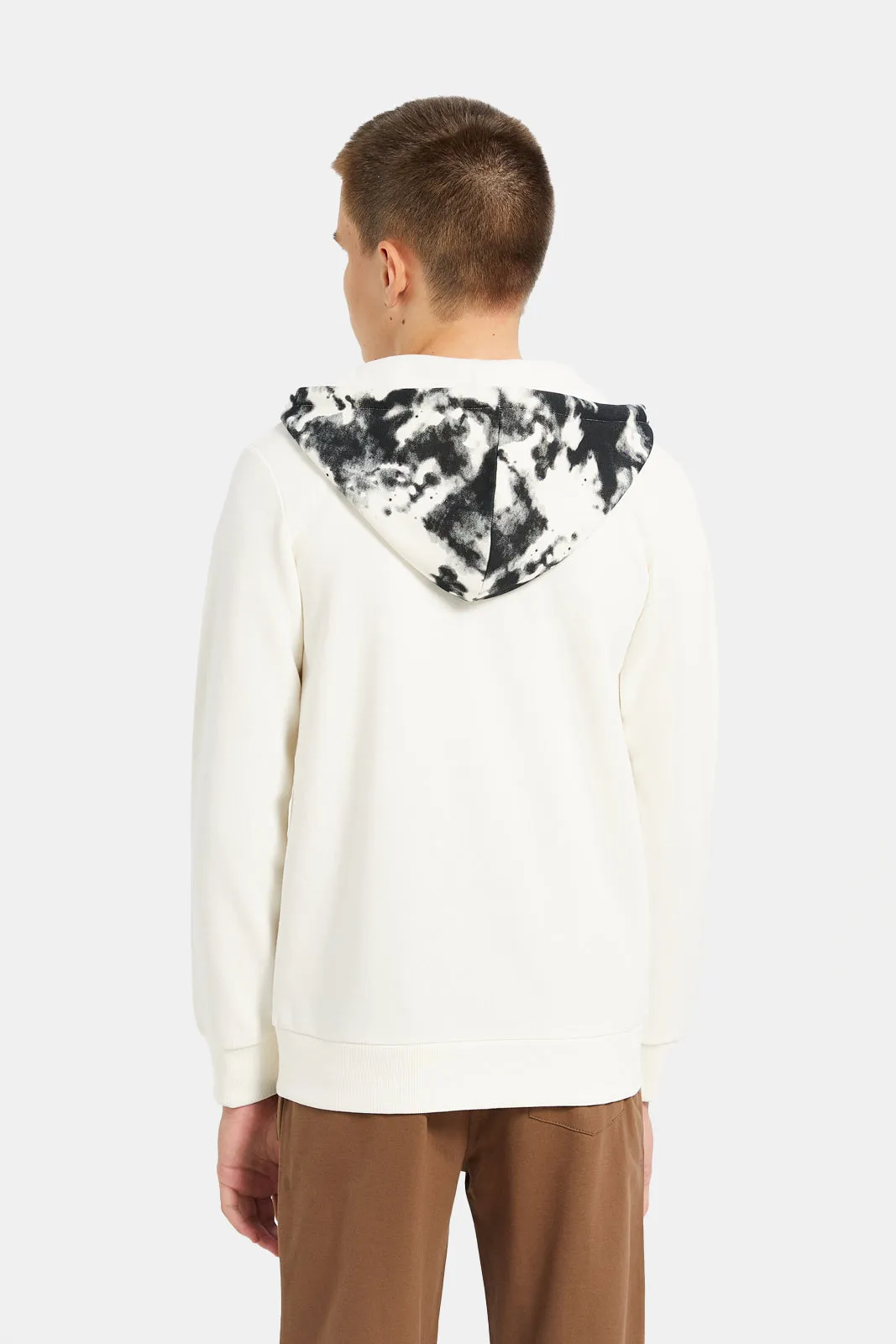 Senior Boys Ivory Hooded Sweatshirt sold by Redtag product image thumbnail 3