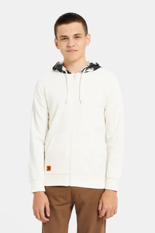 Senior Boys Ivory Hooded Sweatshirt sold by Redtag