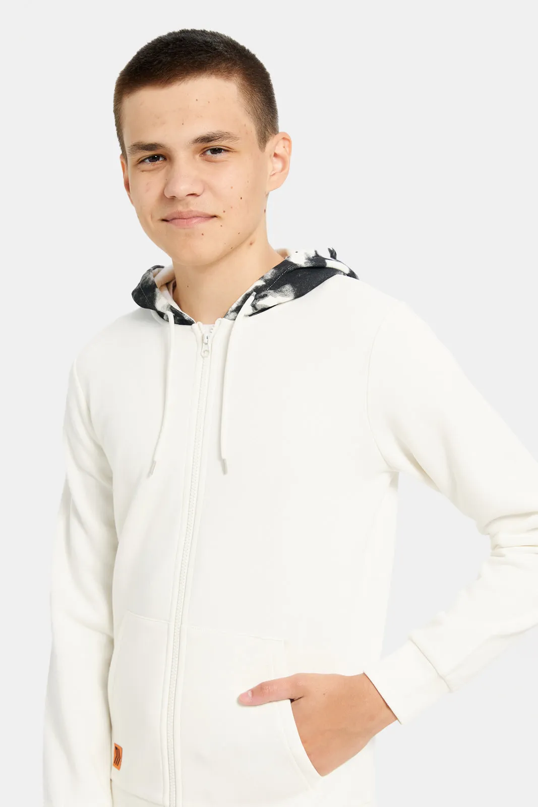 Senior Boys Ivory Hooded Sweatshirt sold by Redtag product image thumbnail 4