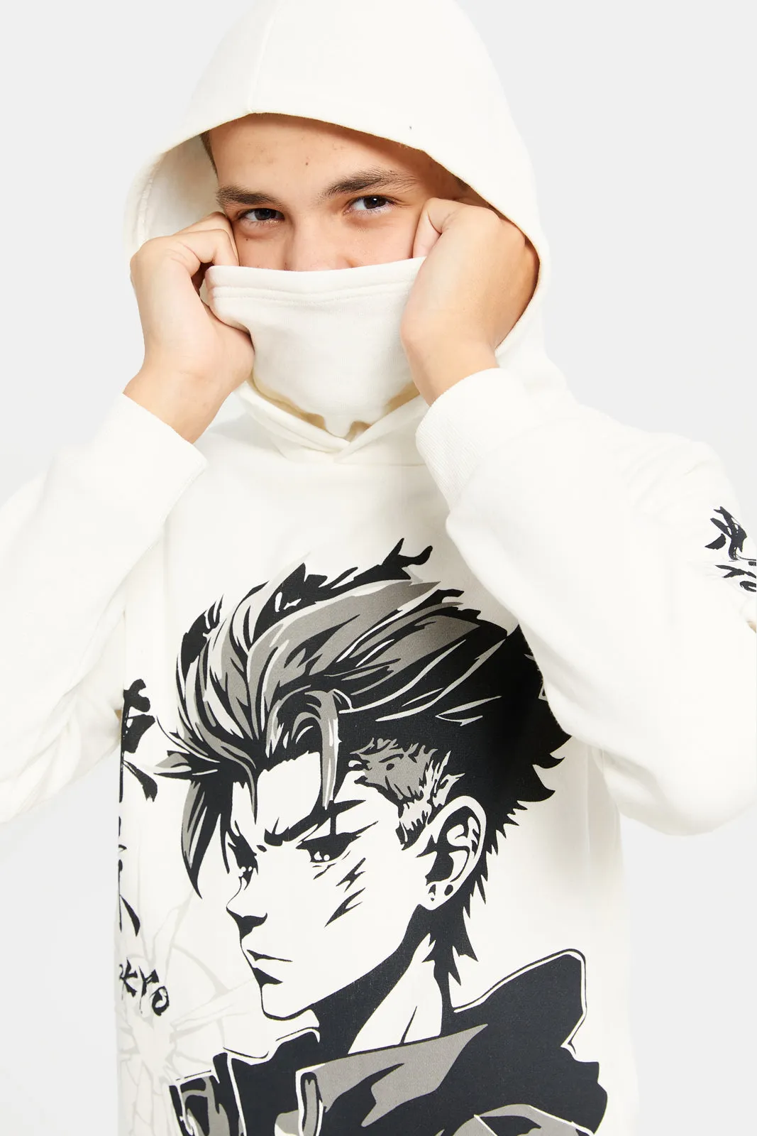 Senior Boys White Ninja Print Hooded Sweatshirt sold by Redtag product image thumbnail 4