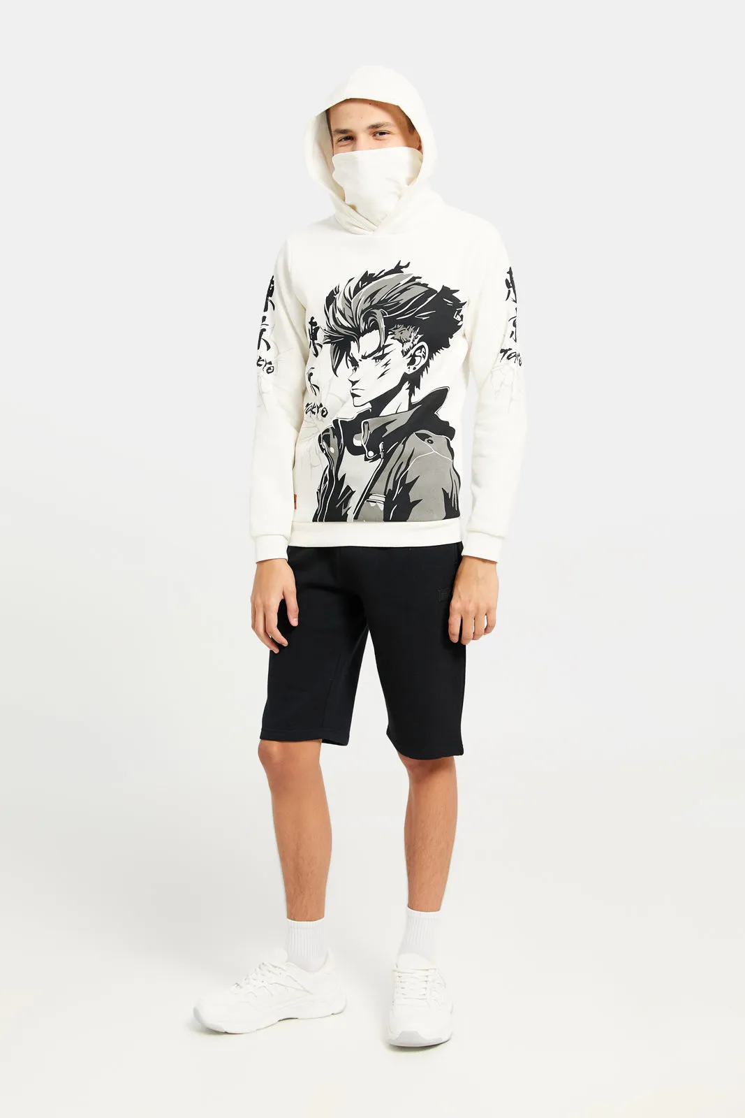 Senior Boys White Ninja Print Hooded Sweatshirt sold by Redtag product image thumbnail 2