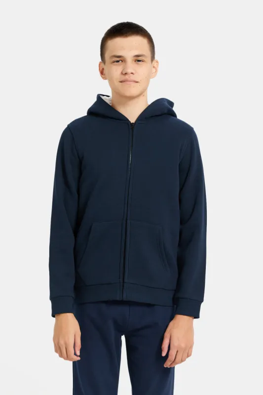 Senior Boys Navy Hooded Sweatshirt sold by Redtag