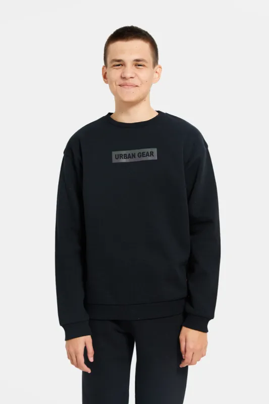 Senior Boys Black Back Print Sweatshirt sold by Redtag