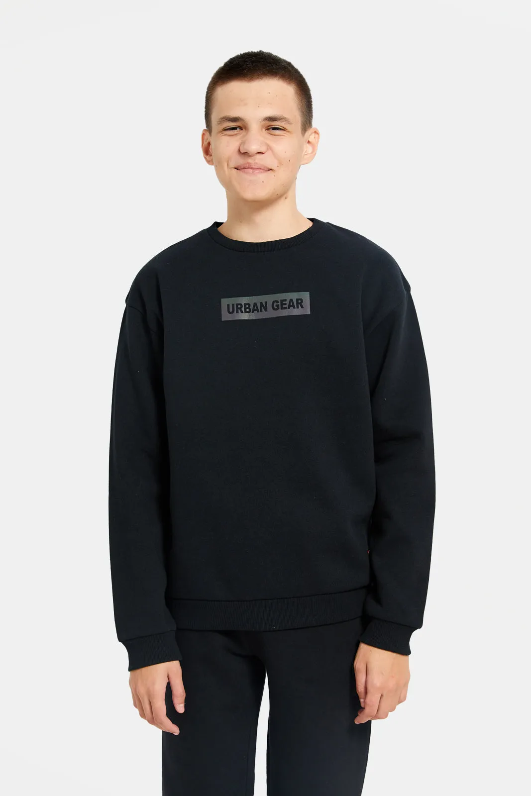 Senior Boys Black Back Print Sweatshirt sold by Redtag