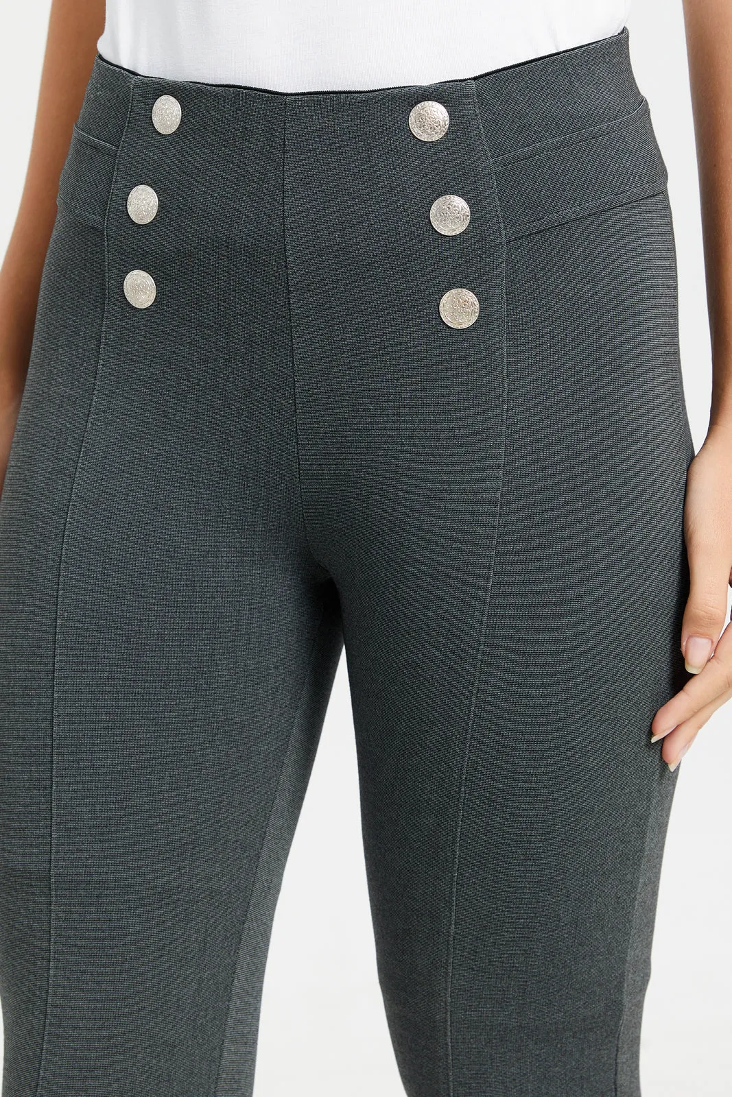 Women Charcoal Embellished Leggings sold by Redtag product image thumbnail 4