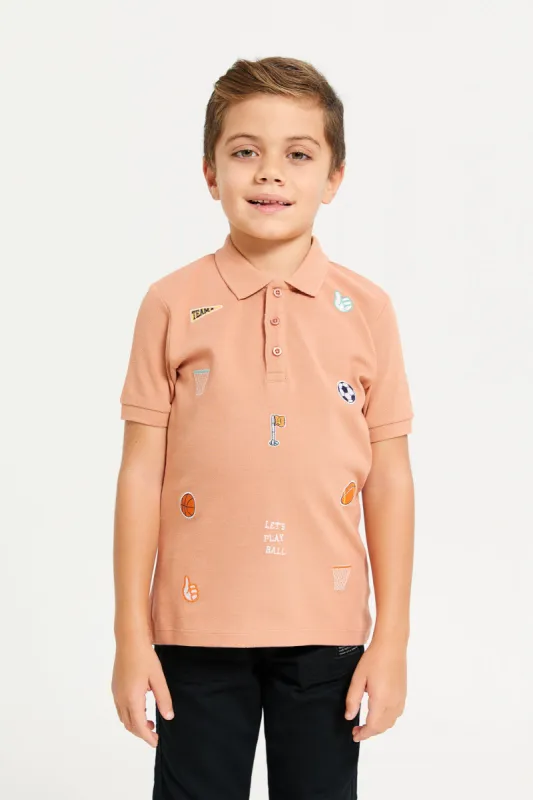 Boys Coral Embroidered Polo T-Shirt sold by Redtag