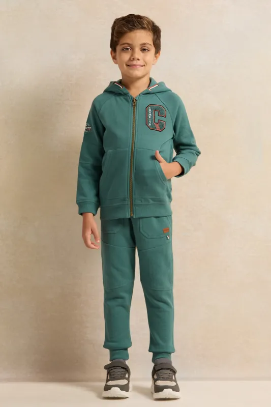 Boys Green Zipthru Hooded Jog Set (2 Piece) sold by Redtag
