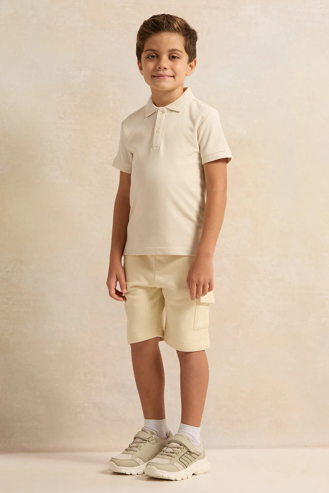 Boys Beige Basic Polo Shirt sold by Redtag product image thumbnail 2