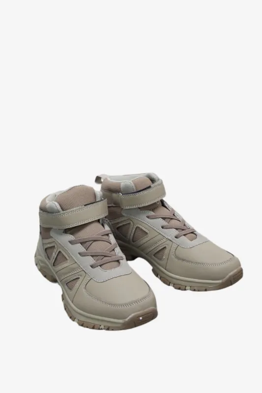 Senior Boys Beige Material Block High top Sneakers sold by Redtag