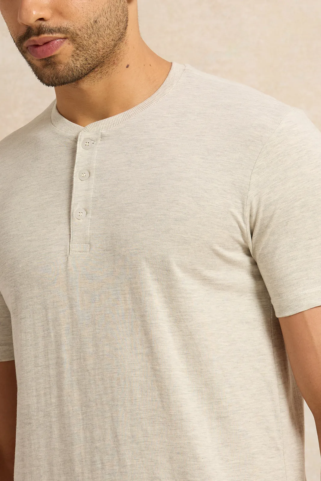 Men Ecru Henley T-Shirt sold by Redtag product image thumbnail 4