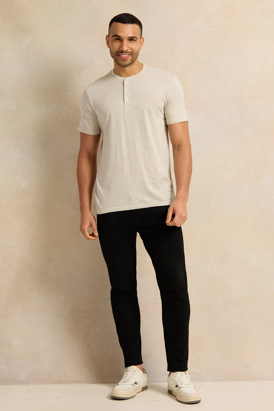 Men Ecru Henley T-Shirt sold by Redtag product image thumbnail 2
