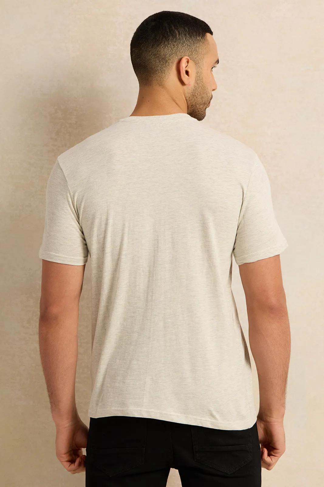 Men Ecru Henley T-Shirt sold by Redtag product image thumbnail 3