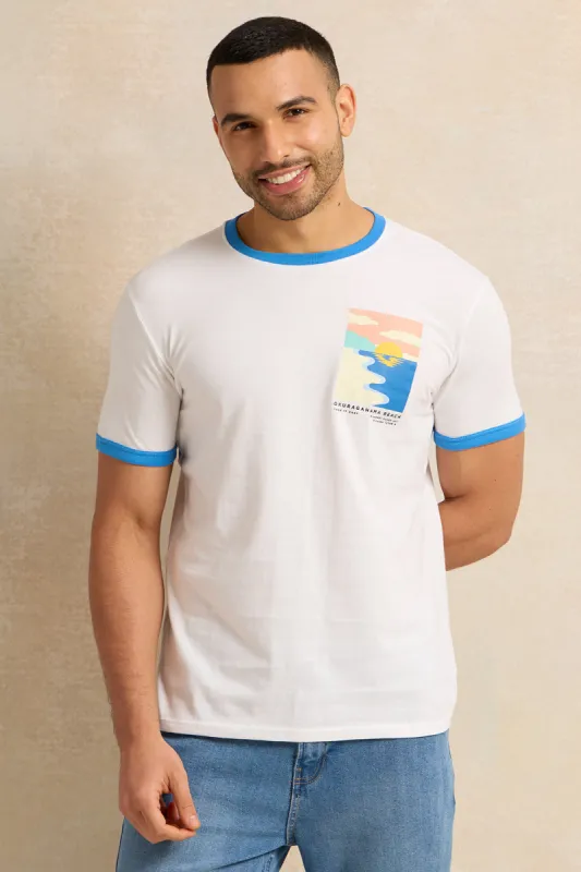 Men White Graphic T-Shirt sold by Redtag