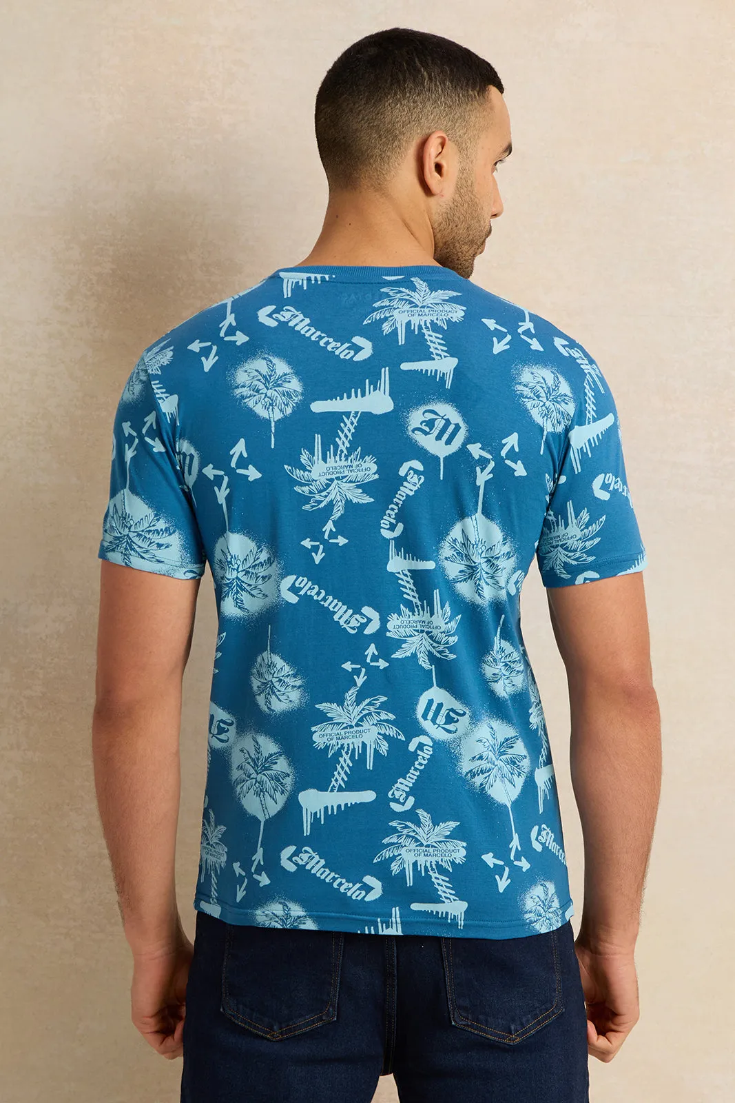 Men Blue Printed T-Shirt sold by Redtag product image thumbnail 3