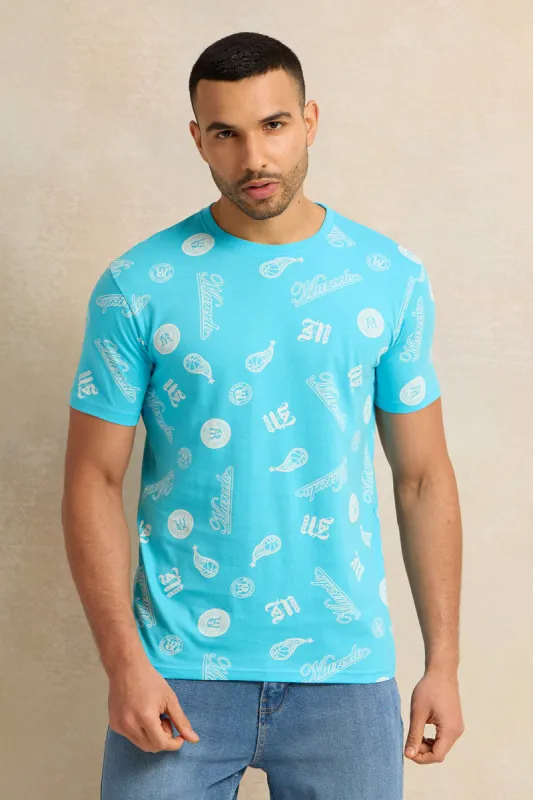 Men Blue Printed T-Shirt sold by Redtag