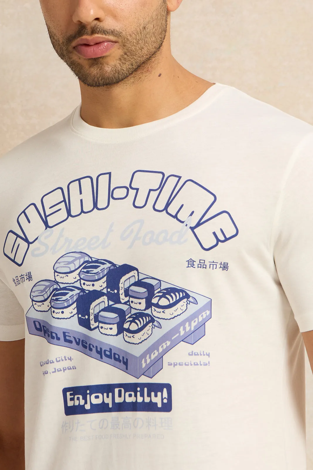 Men White Printed T-Shirt sold by Redtag product image thumbnail 4