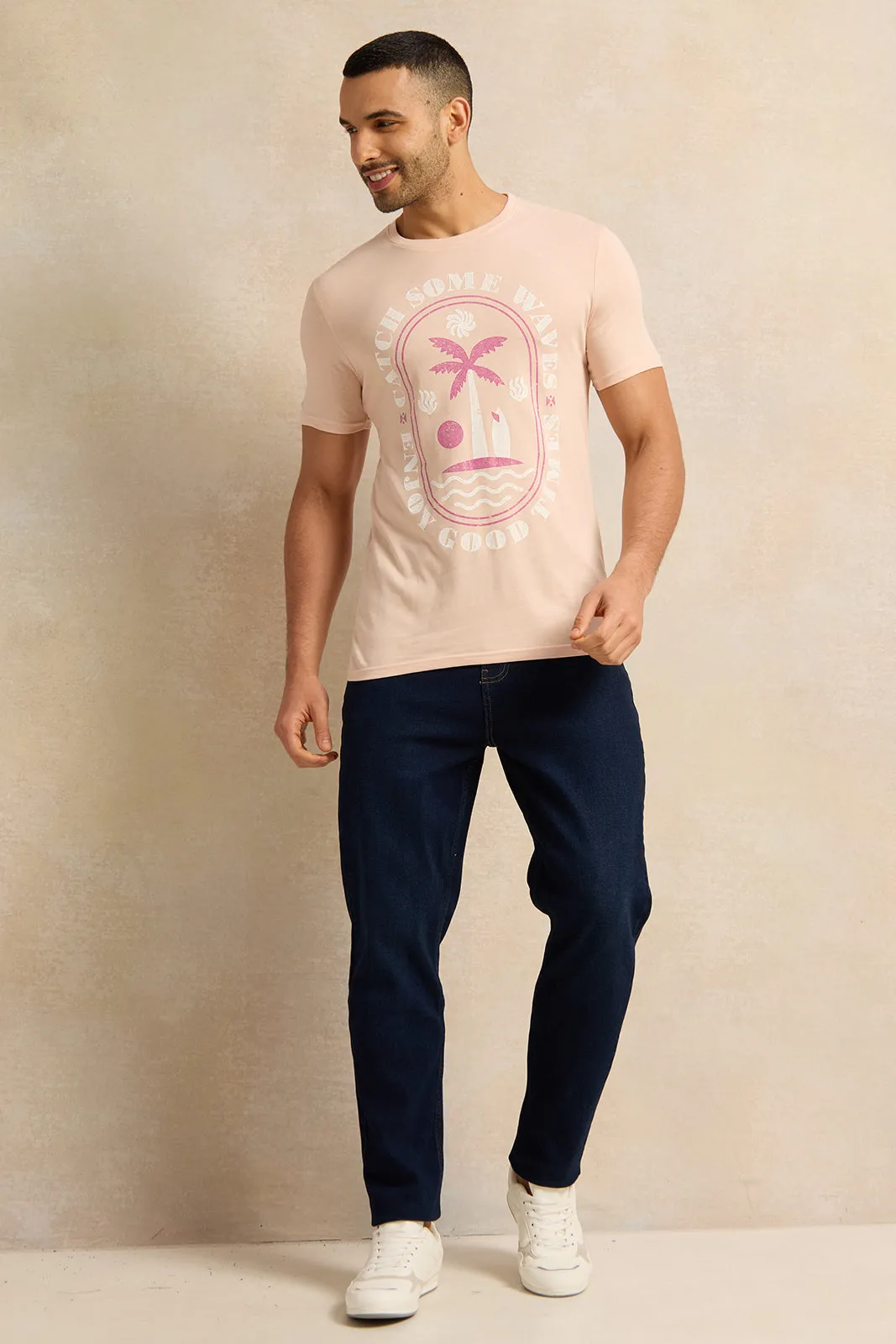 Men Pink Graphic T-Shirt sold by Redtag product image thumbnail 2