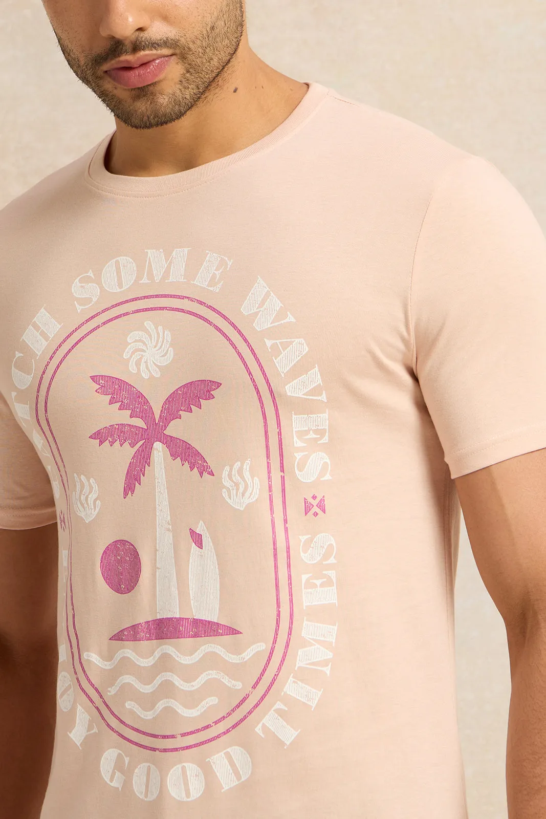 Men Pink Graphic T-Shirt sold by Redtag product image thumbnail 4
