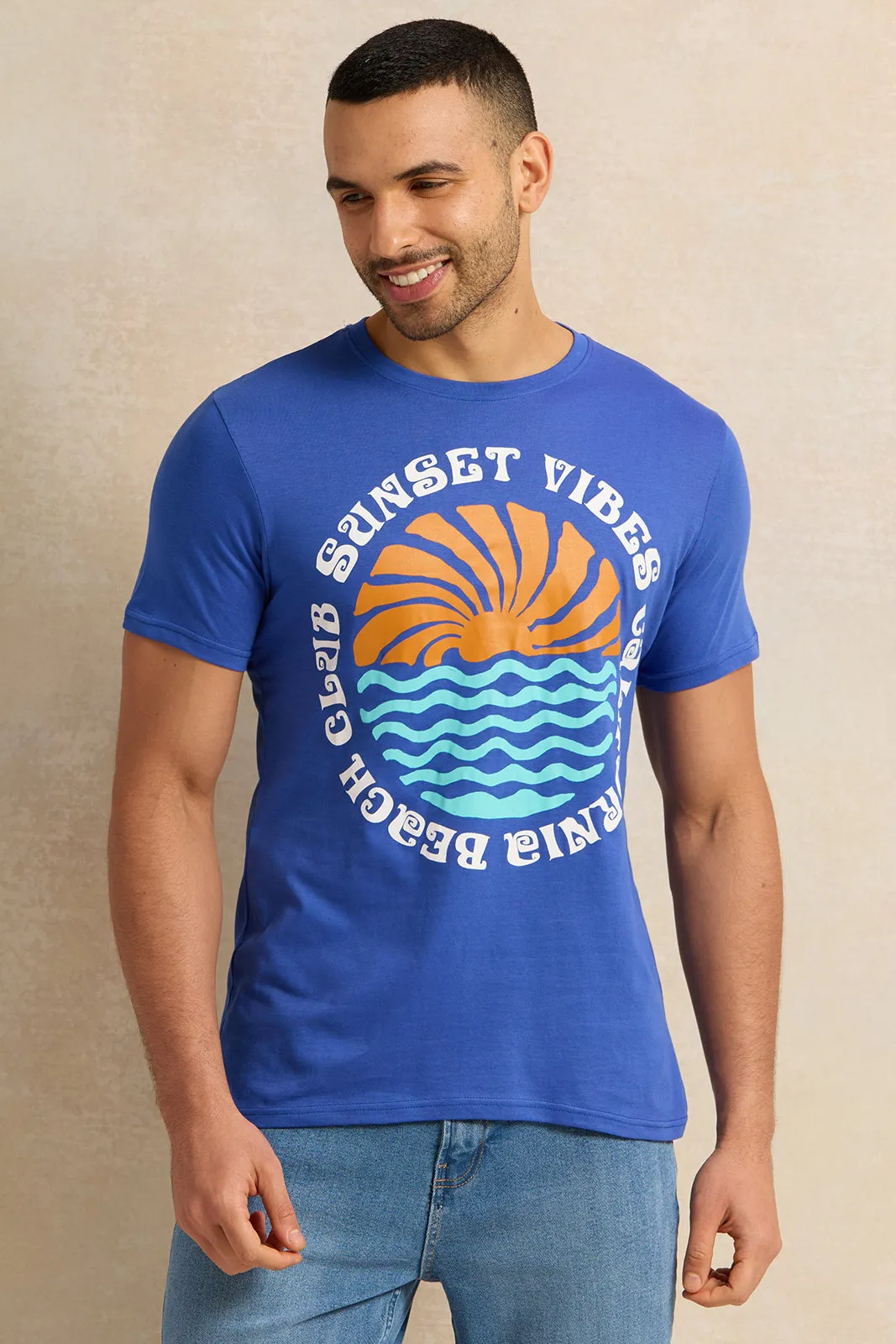 Men Blue Graphic T-Shirt sold by Redtag