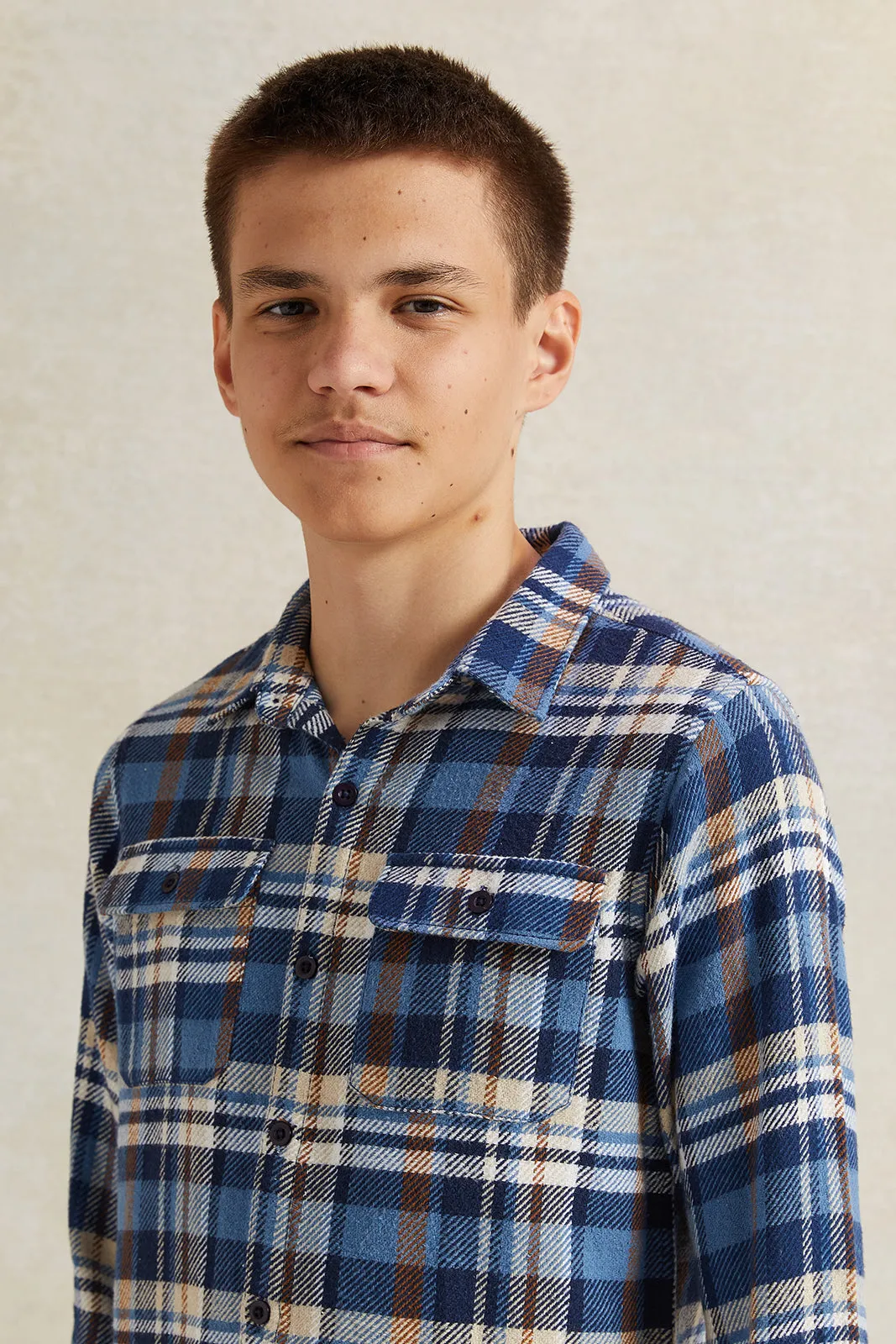 Senior Boys Blue Checkered Shirt sold by Redtag product image thumbnail 4