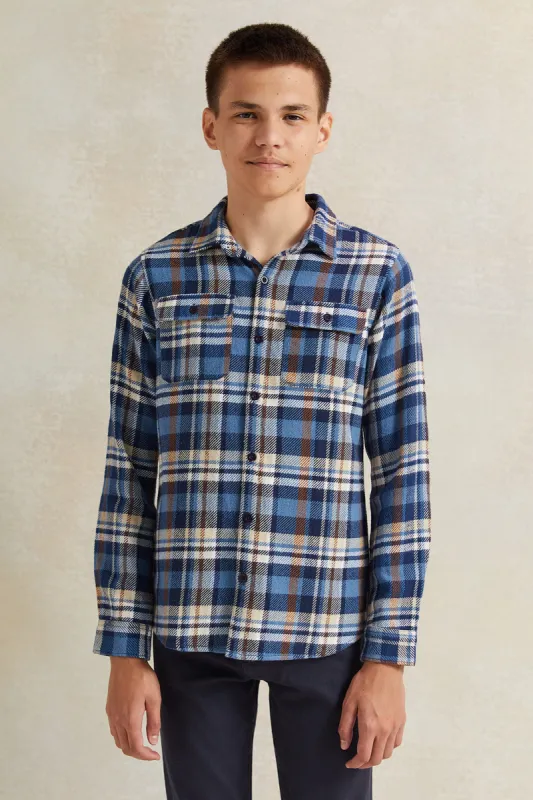 Senior Boys Blue Checkered Shirt sold by Redtag