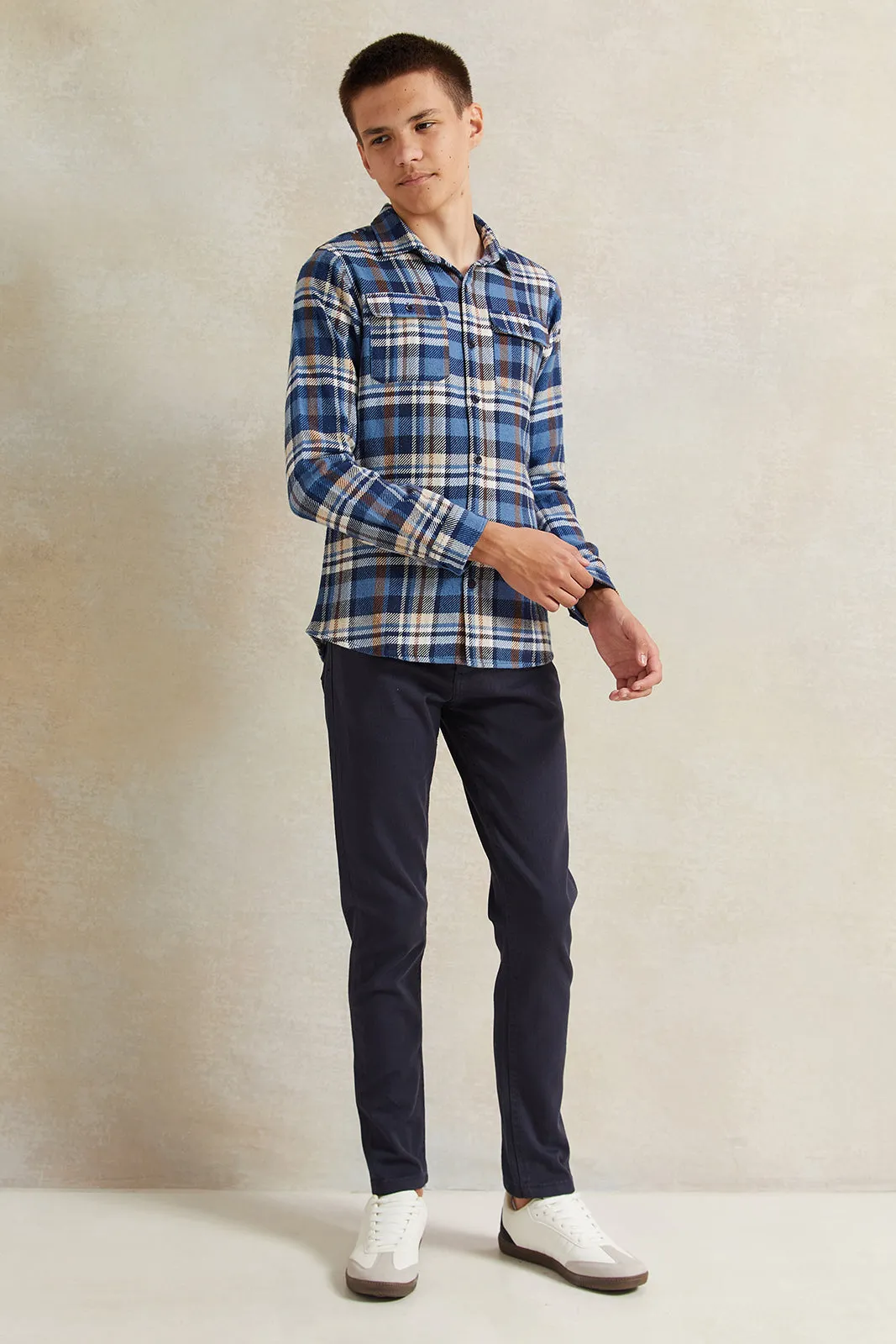 Senior Boys Blue Checkered Shirt sold by Redtag product image thumbnail 2