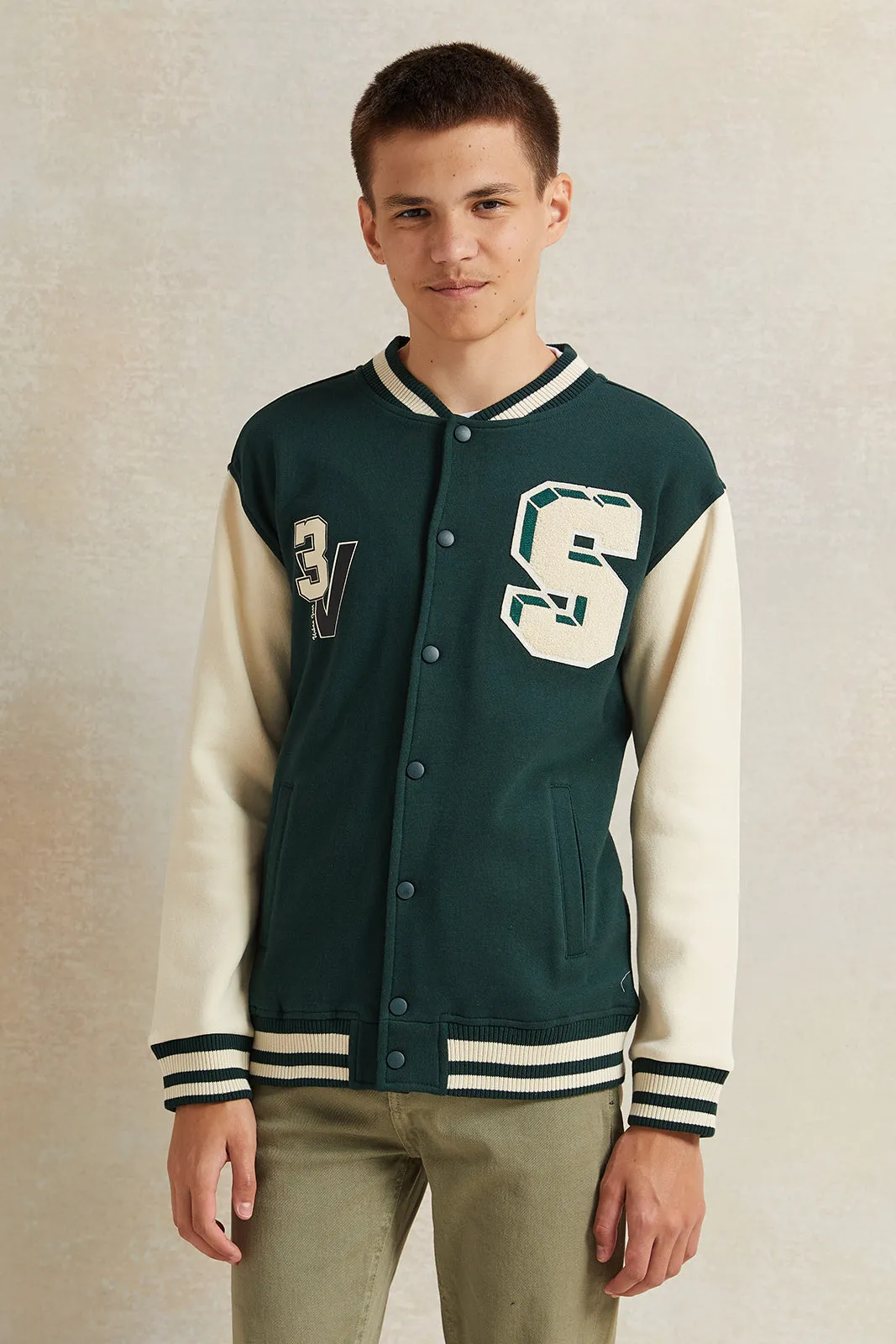 Senior Boys Green Baseball Sweatshirt sold by Redtag