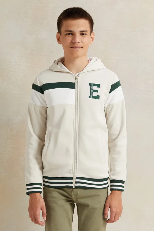 Senior Boys Beige Cut And Sew Hooded Sweatshirt sold by Redtag