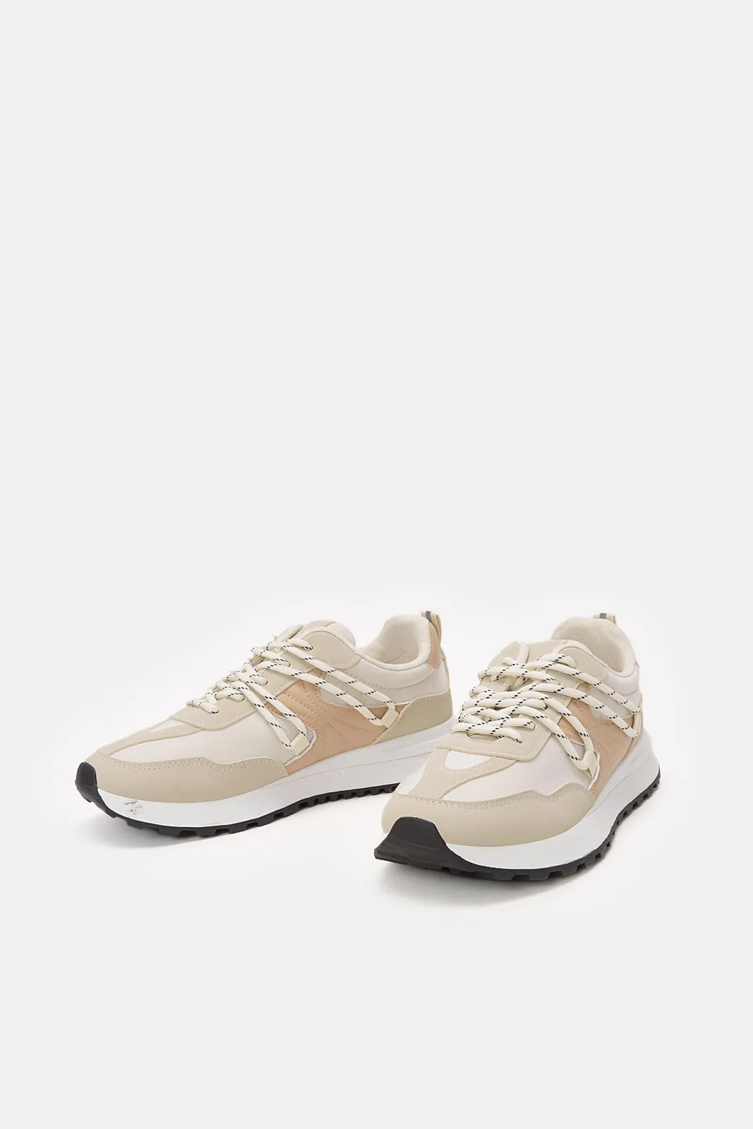 Women Beige Sporty Lace Up Sneakers sold by Redtag product image thumbnail 4