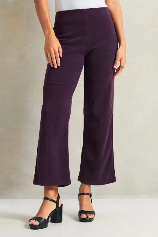 Women Purple Knitted Trousers sold by Redtag