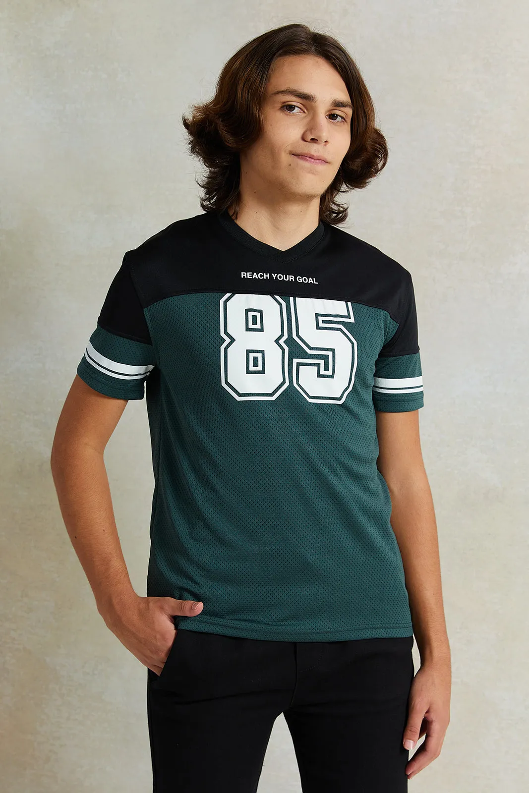 Senior Boys Green Baseball T-Shirt sold by Redtag
